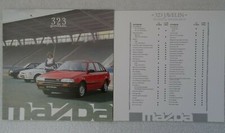 Mazda 323 Javelin Brochure 1988:1.3 3/5 Dr,1.3SX. 8 pages + Specification sheet