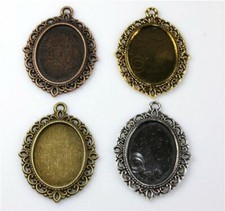 5 Oval Cabochon Tray Settings 25mm x18mm Antique Silver / Gold / Copper /Bronze 