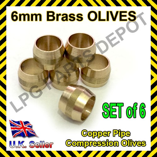 6mm brass olives set 6 - brass,