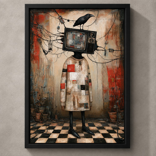 Surreal head wall - head, retro