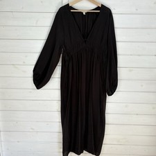 H&M Maxi Dress Size Medium Black Balloon Sleeves Oversized Summer Relaxed Casual