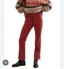 Free People High Time Velvet Kick Flare Pants - Red - Size 8