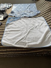 Baby Boys Blue And White Hooded Bath Towel