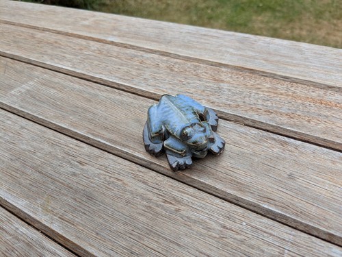 Raku style frog ornament - raku,