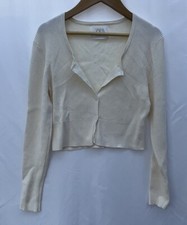 Zara Girls Cream Cropped Cardigan 11-12 Years Button Up Kids