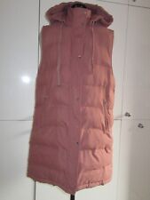 Womens ZARA Size M Padded Full Zip Pink Hooded Waistcoat Bodywarmer Medium GREAT