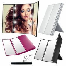 Tri-Fold Cosmetic Makeup Foldable 8 LED Mirror Travel Compact Pocket with Stand