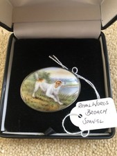 Royal Worcester Broach Spaniel Dog, 925 Solid Silver Mount