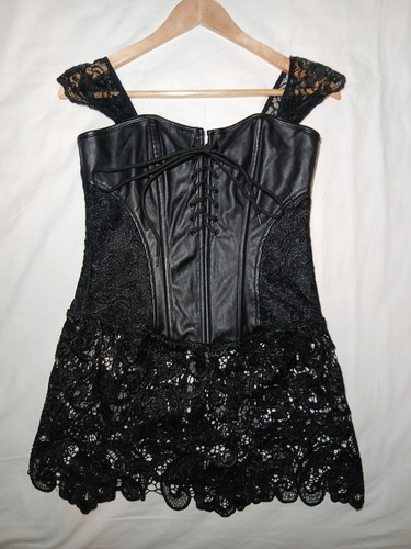 Black lace faux leather - lace,