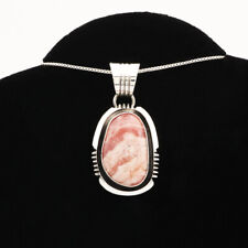 NATIVE AMERICAN NAVAJO STERLING SILVER & RHODOCHROSITE PENDANT BY WILL DENETDALE