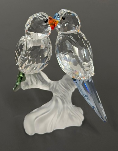Swarovski budgies pair - budgies,