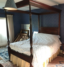 Antique Vintage Four Poster Bed, believed Mahogany, dark wood, Art Deco (?) 