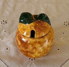 Vintage Toni Raymond Orange Shaped Marmalade Pot - Handpainted