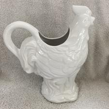 White Ceramic Cockerel Hen Chicken Rooster Shaped Jug 23 cm High - Glaze Defect