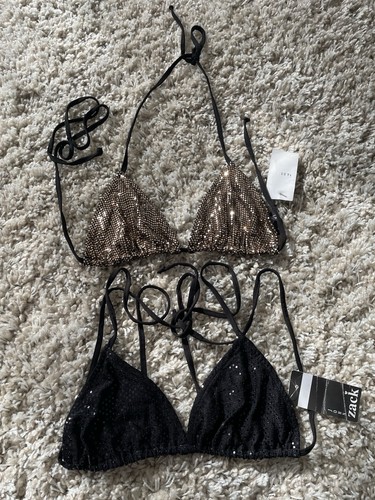 Sequin bralette black and gold
