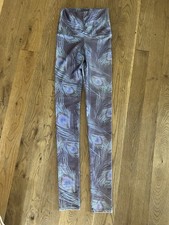 Emily Hsu Leggings Shimmery, Peacock Size XS Gray Purple New