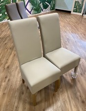 2 x HomeStyle GB Bonded Leather Ivory Matt Roll Back Dining Chairs