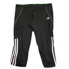 D272 WOMEN' ADIDAS BLACK FITTED 3/4 GYM SHORTS UK 16 W34 L18