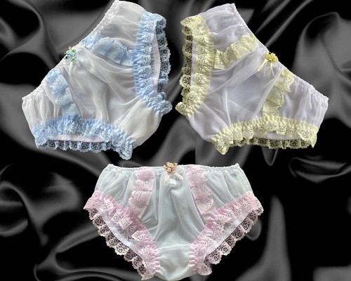 White frilly lace sissy sheer - white,