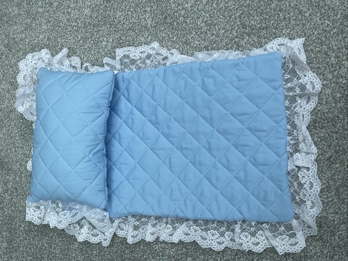 Blue doll quilted pram set - quilted,