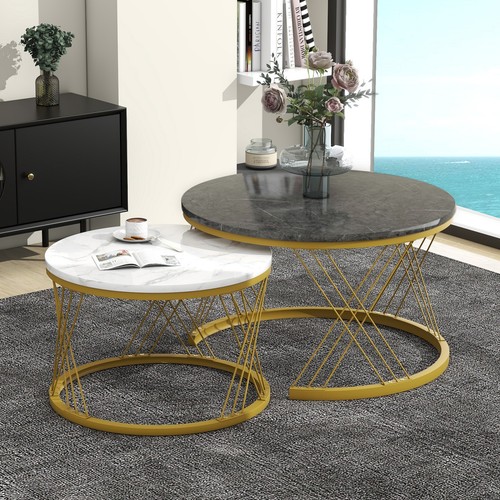 Round coffee table set 2 - coffee,