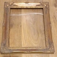 Vintage 14x11 Distressed Gold Style Ornate Baroque Rococo Unglazed Picture Frame
