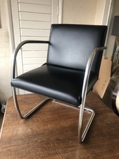 Genuine Knoll Studio Black Leather Brno Chair - Tubular Frame - London Delivery
