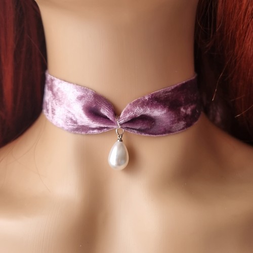 Lilac choker necklace wedding - lilac,