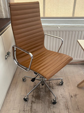 2x Brown Leather Office Chairs
