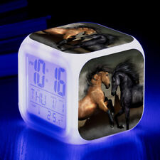 Animal Horse 7-Color Changing Nightlight Student Alarm Clock in Box Gift Decor