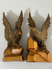 Carved Wooden Sculpture Eagle x 2 Vintage Hand Carved Eagles USSR Vintage Decor