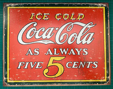 Coca Cola metal sign 16 x 12 Inches Ice Cold Drinks Soda Diner American advert