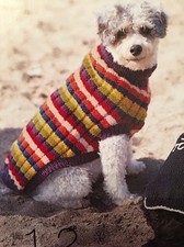 Dog Coat Jumper knitting pattern Bright Stripes Vintage Fully Laminated