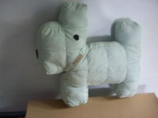 Handmade Green and White stripped Patchwork Cushion shaped as a dog 39 x 39 cm