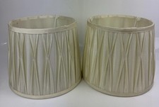 Pleated Silk Round Lamp Shades in Ivory/Cream 25cm - Pair