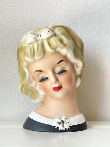 Vtg dabs lady head vase - vtg,