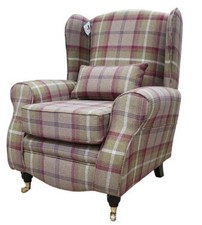 Green Check Fabric Chair Pre