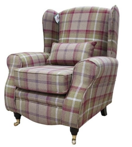 Green check fabric chair fast - fabric,