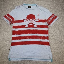 Vivienne Westwood x Lee T-Shirt Mens Medium Red Skull Stripe Anglomania Orb Logo
