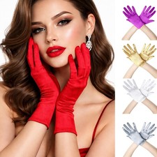 Womens Satin Short Gloves