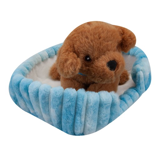 Cockapoo soft toy blue basket - cockapoo,