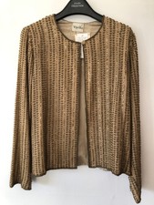 Women's Viyella Heavy Gold Beaded Evening Jacket Women Open Front, Lined, Size 8