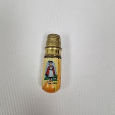 Enamel Brass Etui Sewing Case Bullet Vintage 1930s Antique 