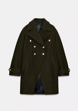 Zara Khaki Coat  Wool Mix