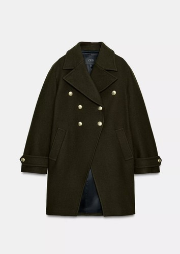 Zara khaki coat - zara, wool