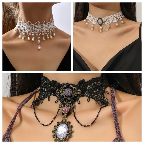 Black lace choker - black,