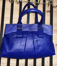 Lakeland Royal Blue Genuine Soft Leather Made in UK Medium Grab Tote Hand Bag