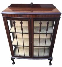 Antique Vintage carved double door display cabinet on claw and ball legs
