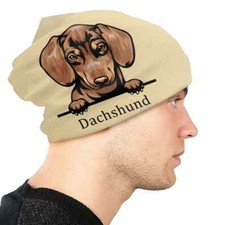 Dachshund Sausage Dog Reversible Beanie Skully Hat brown tuque skull cap winter
