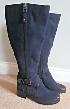 Moda in Pelle Navy Blue Suede Knee High Boots Size 5